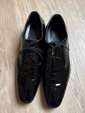 Raoul Black Patent Lace-Up Tuxedo Shoes 42